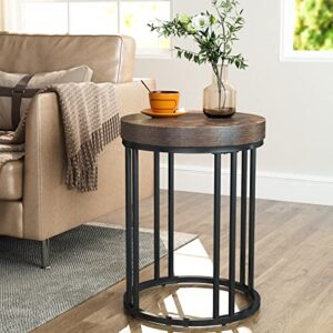 tribesigns round end table, modern side table small accent table nightstand with metal frame, wooden circle c table bedside table for living room sofa side couch, bedroom, easy assembly, space saving