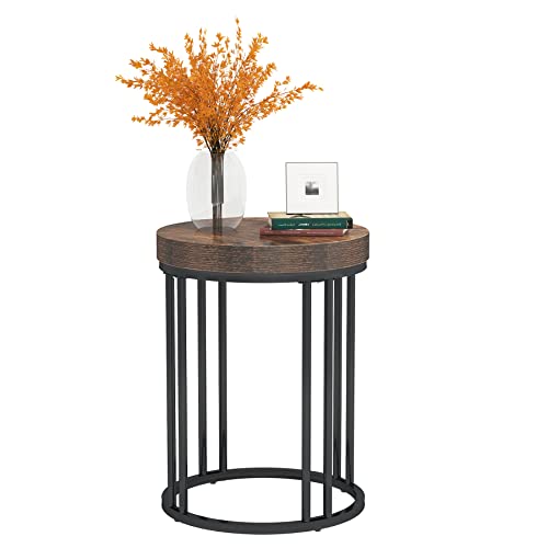 Tribesigns Round End Table, Modern Side Table Small Accent Table Nightstand with Metal Frame, Wooden Circle C Table Bedside Table for Living Room Sofa Side Couch, Bedroom, Easy Assembly, Space Saving