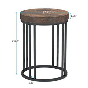 Tribesigns Round End Table, Modern Side Table Small Accent Table Nightstand with Metal Frame, Wooden Circle C Table Bedside Table for Living Room Sofa Side Couch, Bedroom, Easy Assembly, Space Saving