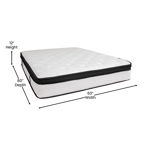 Flash Furniture Capri Comfortable Sleep 12 Inch CertiPUR-US Certified Memory Foam & Pocket Spring Mattress, Queen Mattress in a Box