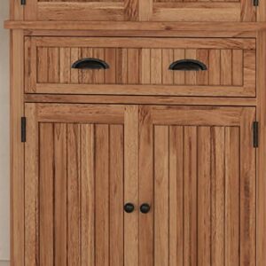 Homestyles Nantucket Storage Cabinet Kitchen Pantry with Drawers and Adjustable Shelves, 71.5 Inch Height, Natural Brown Maple Finish