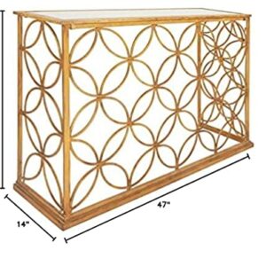 Deco 79 Metal Geometric Console Table with Mirrored Glass Top, 47" x 15" x 32", Gold