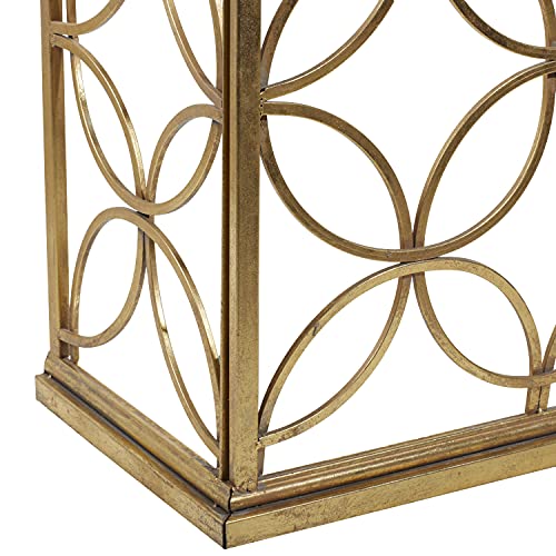 Deco 79 Metal Geometric Console Table with Mirrored Glass Top, 47" x 15" x 32", Gold