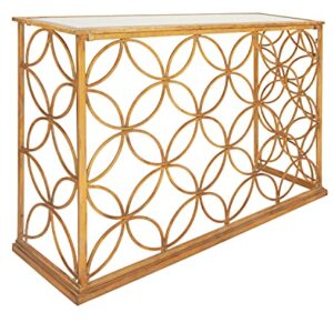 Deco 79 Metal Geometric Console Table with Mirrored Glass Top, 47" x 15" x 32", Gold