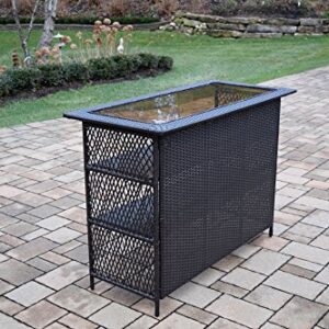 Oakland Living Ice Cooler Carts Elite All Weather Resin Wicker 7 Piece Bar Set with 2 Bar Stools and 4 Swivel Bar Stools, Coffee