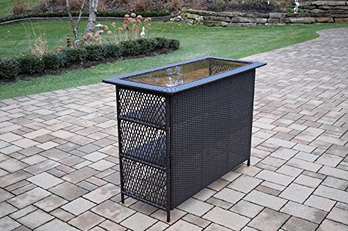 Oakland Living Ice Cooler Carts Elite All Weather Resin Wicker 7 Piece Bar Set with 2 Bar Stools and 4 Swivel Bar Stools, Coffee