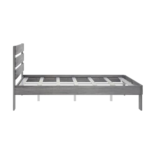 Plank+Beam Rustic Wood Queen Bed Frame, Platform Bed with Headboard, Slatted, Driftwood