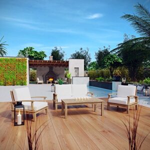 modway eei-1469-nat-whi-set marina premium grade a teak wood outdoor patio furniture set, 4 piece, natural white