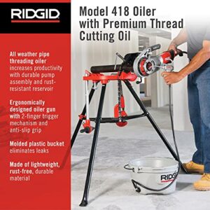 Ridgid 16703 TRISTAND Portable Chain Pipe Vise & 10883 Model 418 Oiler with Premium Thread Cutting Oil, Silver