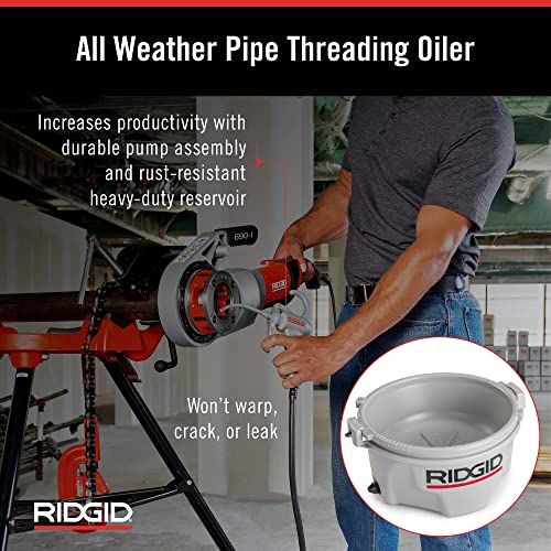 Ridgid 16703 TRISTAND Portable Chain Pipe Vise & 10883 Model 418 Oiler with Premium Thread Cutting Oil, Silver