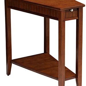 Elm Lane Bentley-II Farmhouse Rustic Cherry Wood Accent Table 16" x 24" with Slide-Out Tray and Shelf Brown for Space Living Room Bedroom Bedside Entryway Home House Balcony Office
