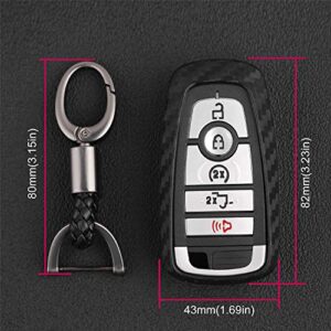 M.JVisun Soft Silicone Rubber Carbon Fiber Texture Cover Car Key Fob Case For Ford Ecosport Edge Escape Explorer F-150 Raptor F-250 F-350 F-450 F-550 Fusion Mondeo Mustang Ranger -Black-Weave Keychain