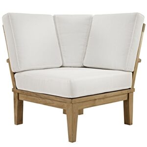modway eei-1146-nat-whi-set marina premium grade a teak wood outdoor patio, corner sofa, natural white