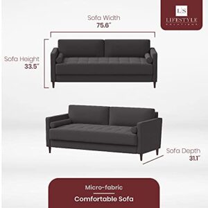 Lifestyle Solutions Lexington Sofas, 75.6" W x 31.1" D x 33.5" H, Heather Grey