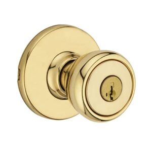kwikset 94002-943 tylo entry knob featuring smartkey re-key security, polished brass