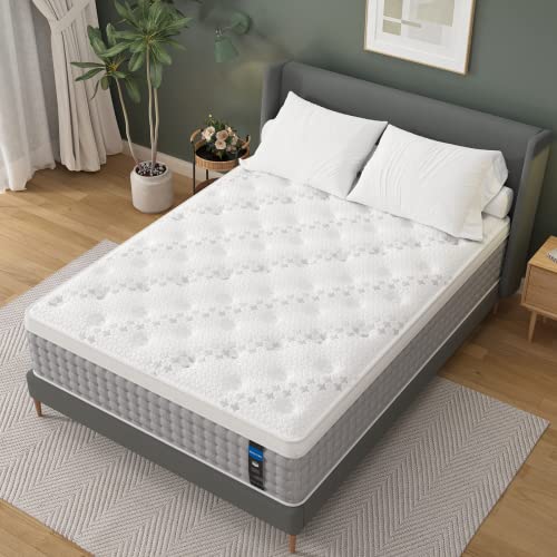 Sleepmax 14 Inch King Mattress - Hybrid Mattress Made in USA - Medium Firm Memory Foam with Individual Pocket Springs, Bed Mattress-in-a-Box