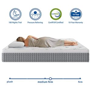 Sleepmax 14 Inch King Mattress - Hybrid Mattress Made in USA - Medium Firm Memory Foam with Individual Pocket Springs, Bed Mattress-in-a-Box