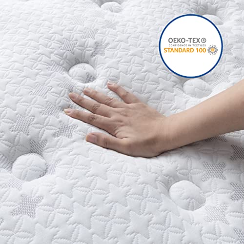 Sleepmax 14 Inch King Mattress - Hybrid Mattress Made in USA - Medium Firm Memory Foam with Individual Pocket Springs, Bed Mattress-in-a-Box