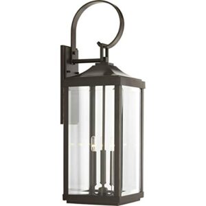 gibbes street collection 3-light clear beveled glass new traditional outdoor large wall lantern light antique bronze