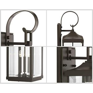 Gibbes Street Collection 3-Light Clear Beveled Glass New Traditional Outdoor Large Wall Lantern Light Antique Bronze