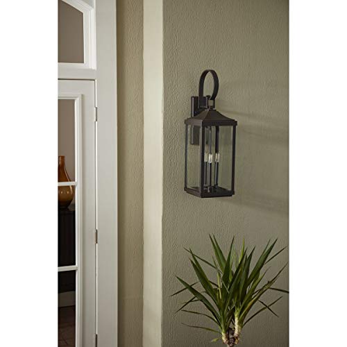 Gibbes Street Collection 3-Light Clear Beveled Glass New Traditional Outdoor Large Wall Lantern Light Antique Bronze
