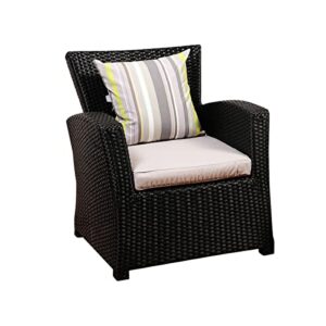 Atlantic Patio Atlantic Hibiscus 2-Piece Armchair Set with Light Grey Cushions Wicker | Ideal for Outdoors and Indoors, Black