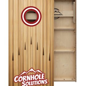 Cornhole Solutions Tournament Grade Cornhole Set - Includes Two 4'x2' Regulation Baltic Birch Cornhole Boards, 8 REC Cornhole Bags, and Carrying Case (Bowling, Red & Grey)