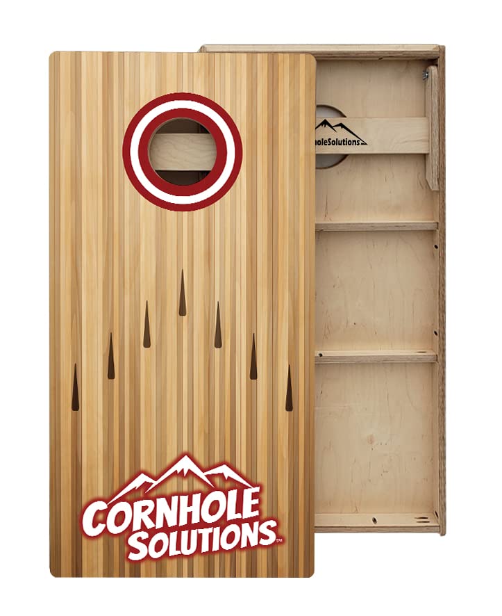 Cornhole Solutions Tournament Grade Cornhole Set - Includes Two 4'x2' Regulation Baltic Birch Cornhole Boards, 8 REC Cornhole Bags, and Carrying Case (Bowling, Red & Grey)