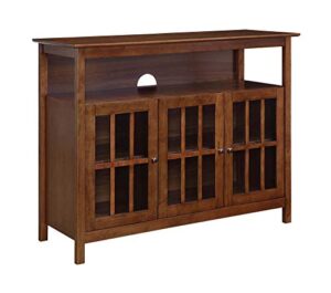 convenience concepts big sur deluxe tv stand with storage cabinets and shelf for tvs up to 55 inches, dark walnut