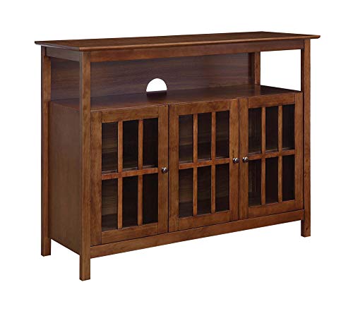 Convenience Concepts Big Sur Deluxe TV Stand with Storage Cabinets and Shelf for TVs up to 55 Inches, Dark Walnut