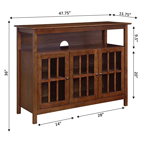 Convenience Concepts Big Sur Deluxe TV Stand with Storage Cabinets and Shelf for TVs up to 55 Inches, Dark Walnut