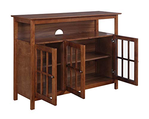 Convenience Concepts Big Sur Deluxe TV Stand with Storage Cabinets and Shelf for TVs up to 55 Inches, Dark Walnut