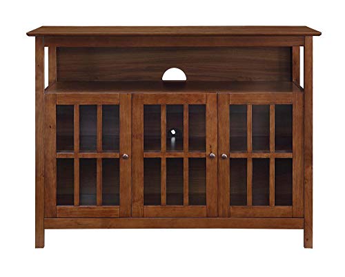 Convenience Concepts Big Sur Deluxe TV Stand with Storage Cabinets and Shelf for TVs up to 55 Inches, Dark Walnut