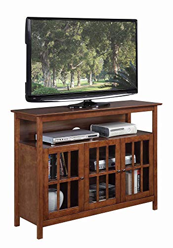 Convenience Concepts Big Sur Deluxe TV Stand with Storage Cabinets and Shelf for TVs up to 55 Inches, Dark Walnut