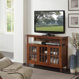 Convenience Concepts Big Sur Deluxe TV Stand with Storage Cabinets and Shelf for TVs up to 55 Inches, Dark Walnut