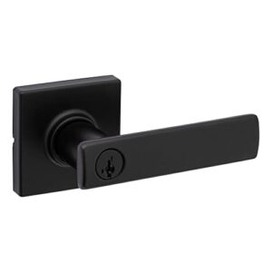 kwikset breton keyed entry door lever featuring smartkey security and microban in matte black