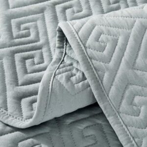 Peace nest 2 Piece Quilted Coverlet Set with 1 Pillow Sham, Lightweight All Season Bedspread Bed Cover Twin Size, Light Gray((90"X68")