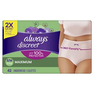 always discreet incontinence underwear for women maximum absorbency, s/m, 42 count