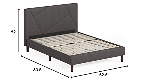 Zinus Judy Upholstered Platform Bed Frame / Mattress Foundation / Wood Slat Support / No Box Spring Needed / Easy Assembly, Queen,Grey