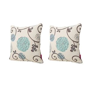 christopher knight home ippolito fabric pillows, 2-pcs set, white and blue floral