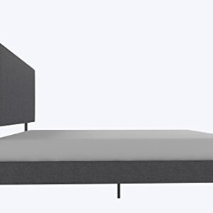 DHP Janford Upholstered Platform Bed with Modern Vertical Stitching on Rectangular Headboard, Queen, Gray Linen