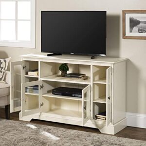Walker Edison Traditional Wood TV Stand for TV's up to 56" Living Room Storage Flat Screen Universal TV Console Living Room Shelves Entertainment Center, 52 Inch, White