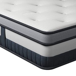 vesgantti queen mattress 11 inch innerspring multilayer hybrid queen mattress – ergonomic design with memory foam and pocket spring mattress queen size – box top series medium firm feel