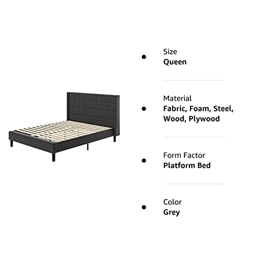 ZINUS Dori Upholstered Platform Bed Frame with Wingback Headboard / Mattress Foundation / Wood Slat Support / No Box Spring Needed / Easy Assembly, Queen