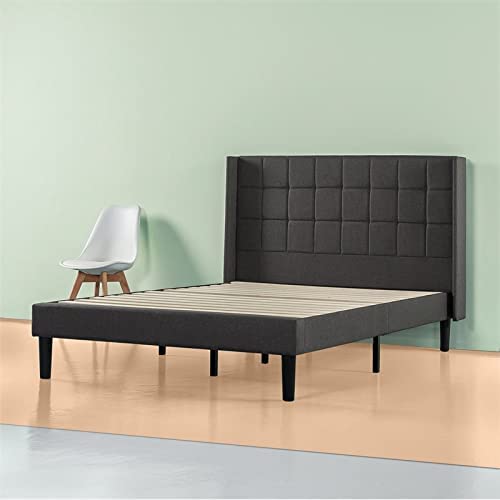 ZINUS Dori Upholstered Platform Bed Frame with Wingback Headboard / Mattress Foundation / Wood Slat Support / No Box Spring Needed / Easy Assembly, Queen