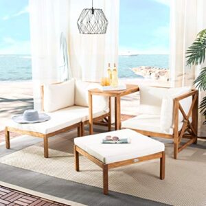 Safavieh PAT6762A Outdoor Collection Ronson Natural and Beige 5-Piece Dining Set