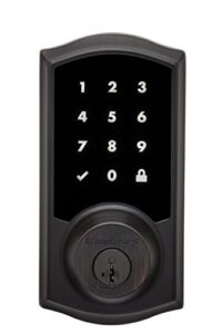 kwikset premis touchscreen smart lock electronic deadbolt, works with apple homekit via apple homepod or apple tv, in venetian bronze