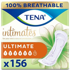 tena incontinence pads, bladder control & postpartum for women, ultimate absorbency, regular length, intimates – 156 count