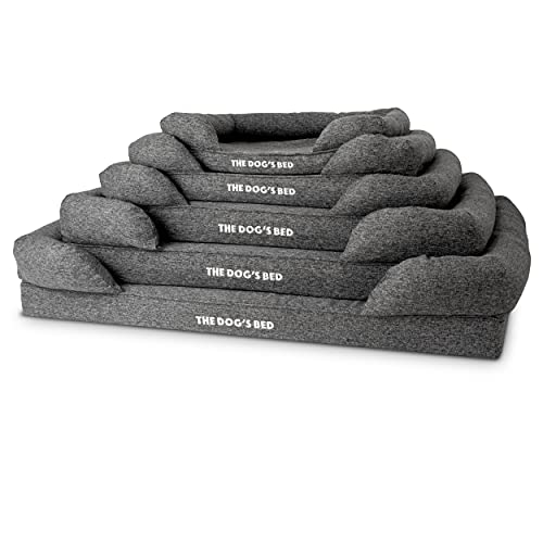 The Dog’s Bed Orthopedic Dog Bed XL Grey Poly-Linen 43.5x34, Memory Foam, Pain Relief: Arthritis, Hip & Elbow Dysplasia, Post Surgery, Lameness, Supportive, Calming, Waterproof Washable Cover