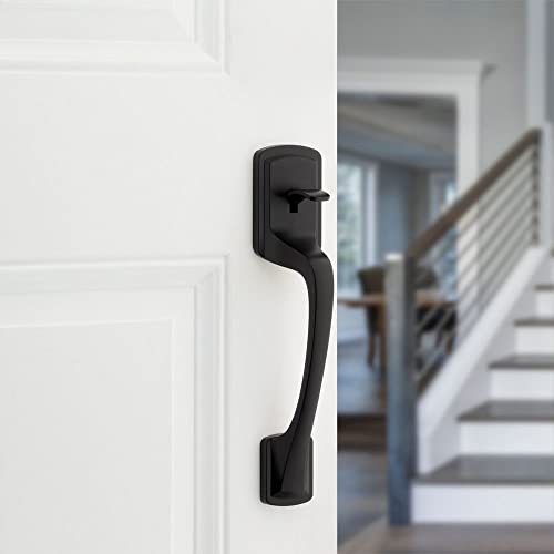 Kwikset Prague Handle Only w/Pismo Knob in Matte Black with Microban